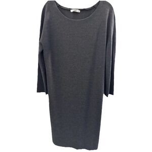 Vince Wool Charcoal Gray Mixed Media Sweater Dress M Classic Business Office